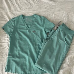 Figs Mint Green Scrub Top & Pants set